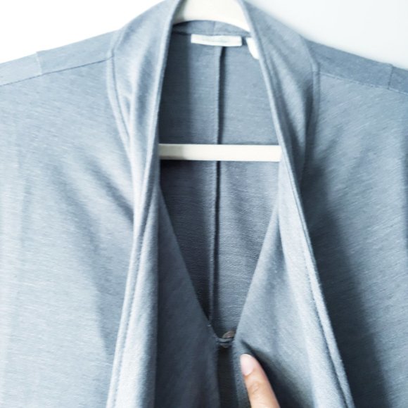 LOGO Lori Goldstein Gray Waterfall Cardigan Sz L - Picture 4 of 9